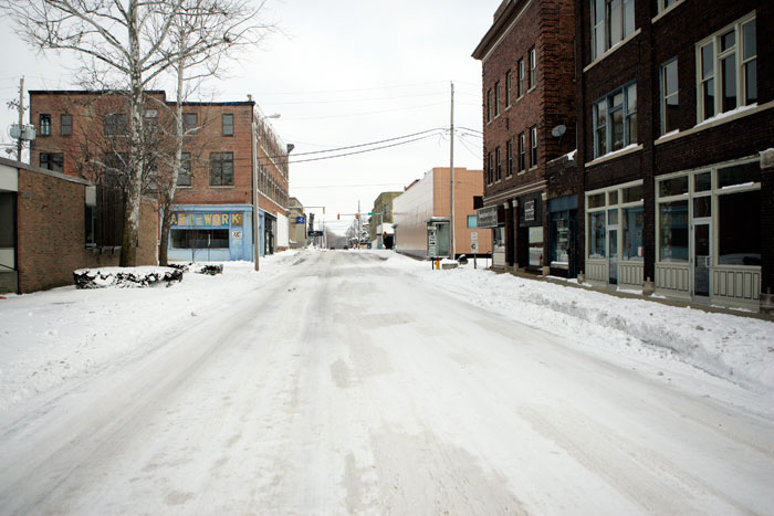 Snow covered roads in New Castle, IN, a few days after a snow storm. This road is directly in front of The Courier-Times office. (C-T photo Max Gersh)