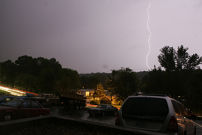 A lightning bolt strikes the ground in rural St. Louis while the area is under a tornado warning. ©2010 Max Gersh