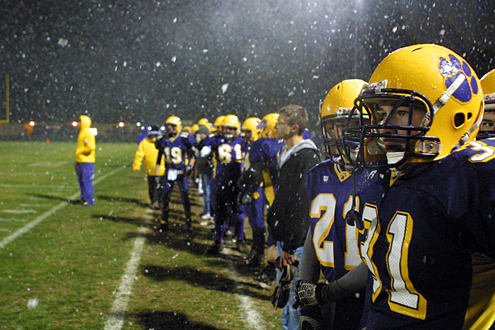 Hagerstown's Toby Fox looks out at game action from the sideline Friday night during a sectional championship against Knightstown. (C-T photo Max Gersh) ©2010