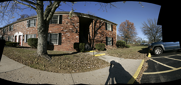 A quick test panorama of my apartment building with the dead space left in. This panorama is composed of 14 images. ©2010