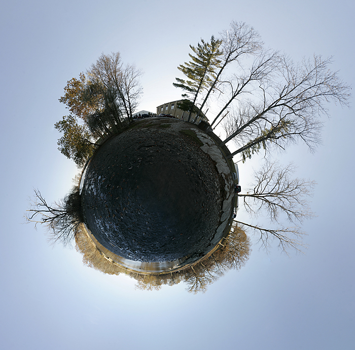 A stereographic projection (wee planet) at Memorial Park. Shot on my DIY nodal slide and consists of 55 separate images. ©2010