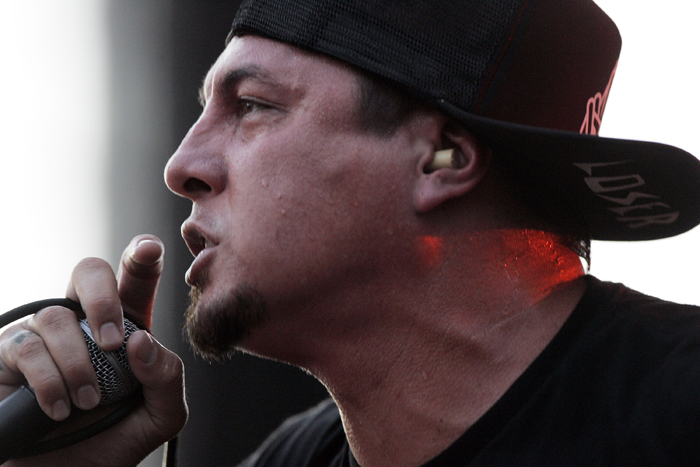 MAX GERSH | ROCKFORD REGISTER STAR P.O.D. vocalist Sonny Sandoval sings Thursday, Sept. 1, 2011, during the Rock Allegiance Tour concert at Davis Park in downtown Rockford. The concert kicks off the four-day On The Waterfront festival weekend. ©2011