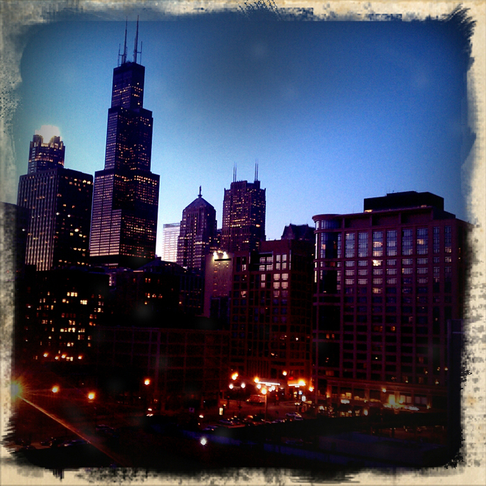 Downtown Chicago at dusk. Shot using Retro Camera on a Droid Incredible. ©2011 Max Gersh