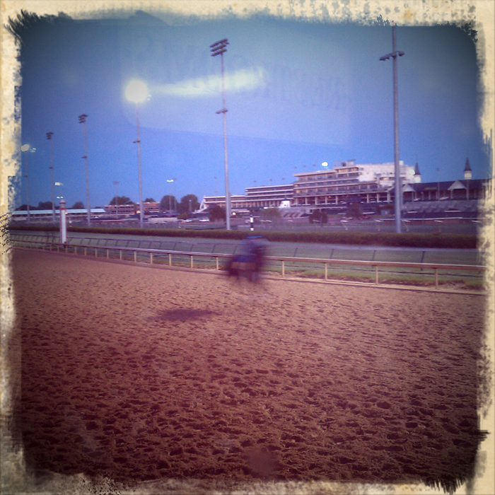 Watching horses warm up on the backside at Churchill Downs in Louisville, Ky. Shot using Retro Camera on a Droid Incredible. ©2012 Max Gersh