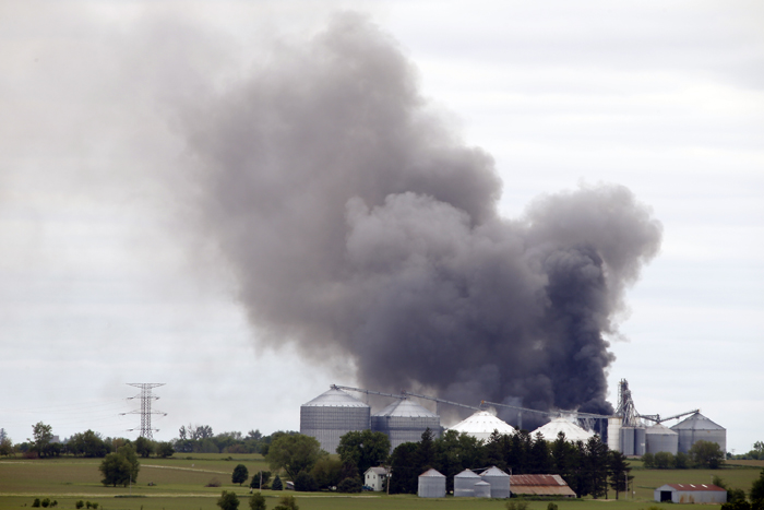 Heavy black smoke billows out of the Nova-Kem chemical plant Sunday, June 2, 2013, in Seward as seen from Comly Road. MAX GERSH/ROCKFORD REGISTER STAR ©2013