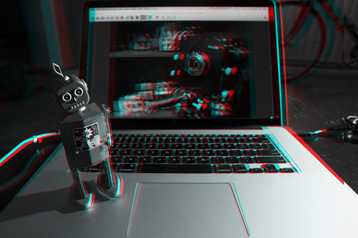 Robot on a laptop. ©2014 Max Gersh